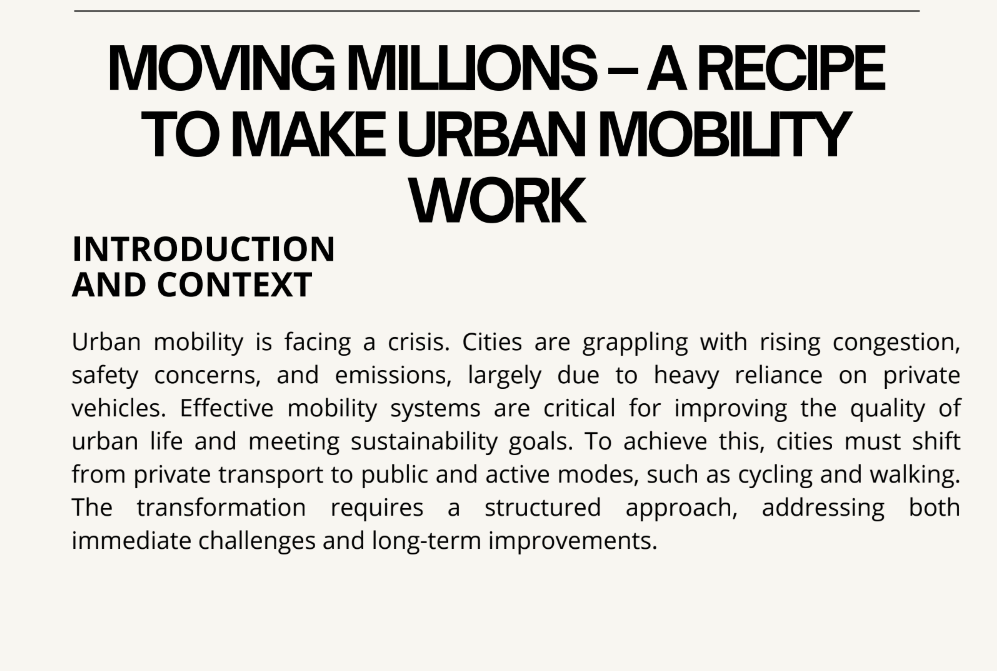 Moving Millions – A Recipe to Make Urban Mobility Work