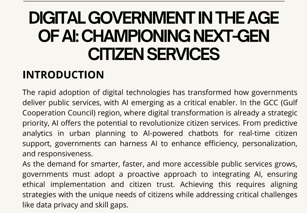 Digital Government in the Age of AI: Championing Next-Gen Citizen Services